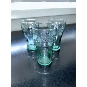 Set of 3 Small Vintage Coke Drinking Glasses 4 1/2 in -Libbey